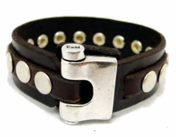 Bracelet cuir studs argent