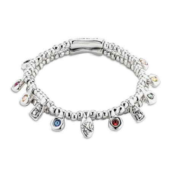 Bracelet breloques argenté deux rangs