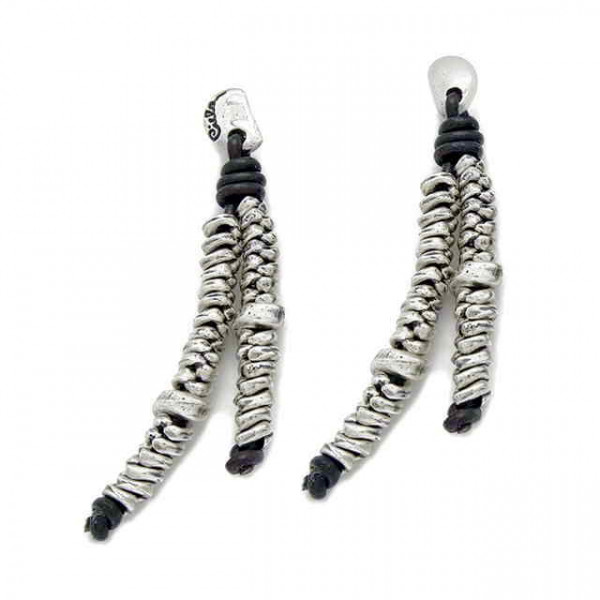 Long earrings with silver beads