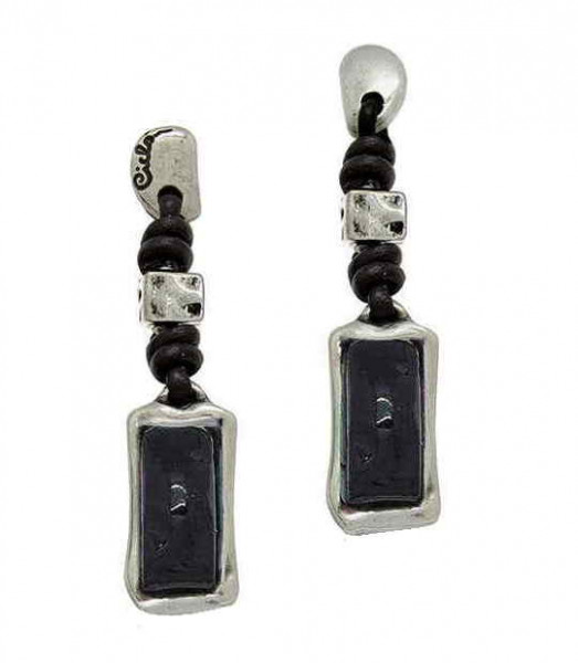 Boucles d'oreilles cristal noir rectangulaire