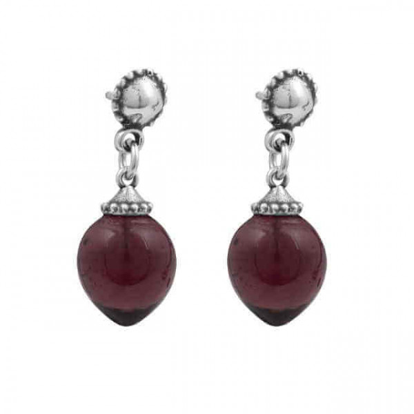 Boucles d'oreilles perles ovales couleur violette