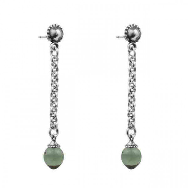 Long drop earrings grey crystal