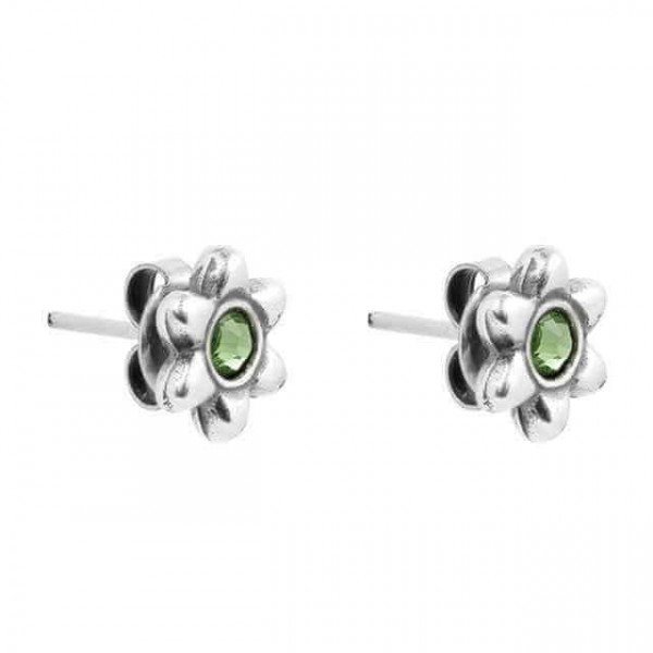 Pendientes Stud Cristal Flor Verde