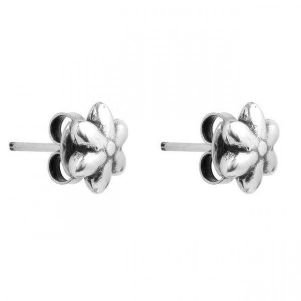 Flower Shaped Silver Ear Studs