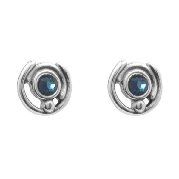 Blue Crystal Silver Ear Studs