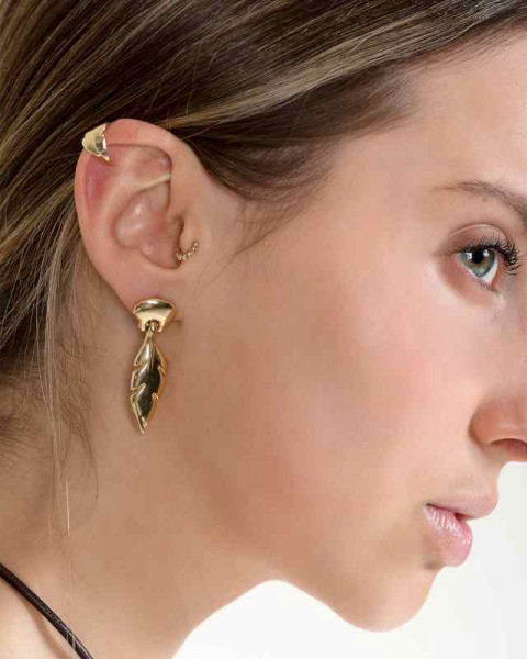 Golden feather earrings