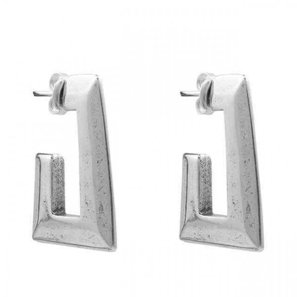 Pendientes de plata vanguardistas trapezoidales