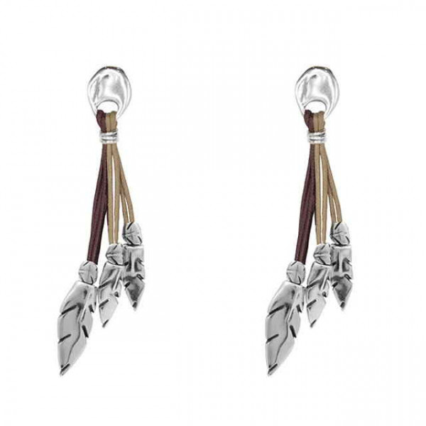 Red colored leather earrings