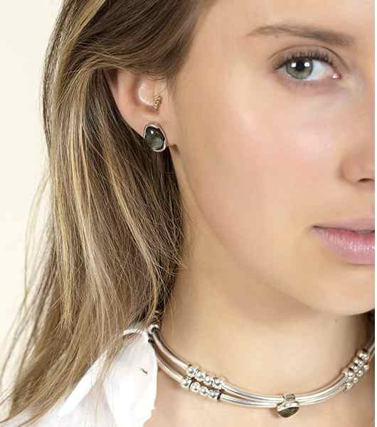 Boucles d'oreilles Cristal Grise