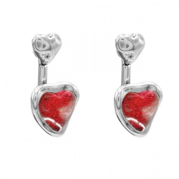 Silver Earrings Red Murano Crystal