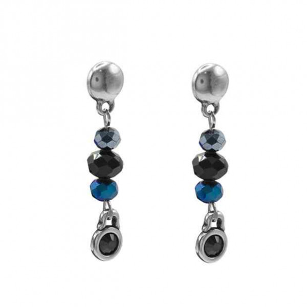 Boucles d'oreilles perles noir bleu