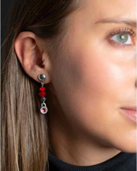 Boucles d'oreilles perles cristales rouges