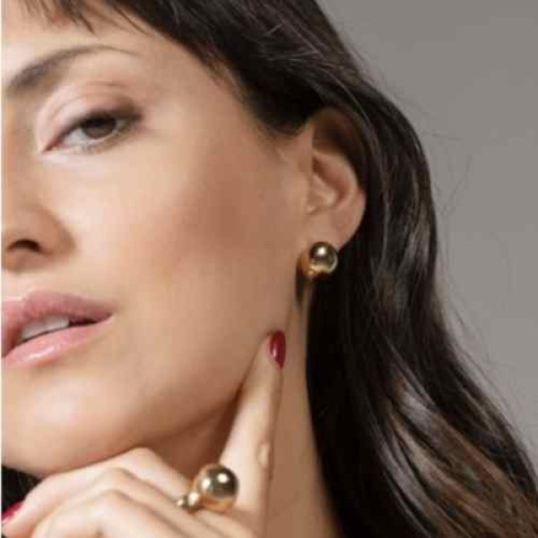 Button Stud Gold Earrings