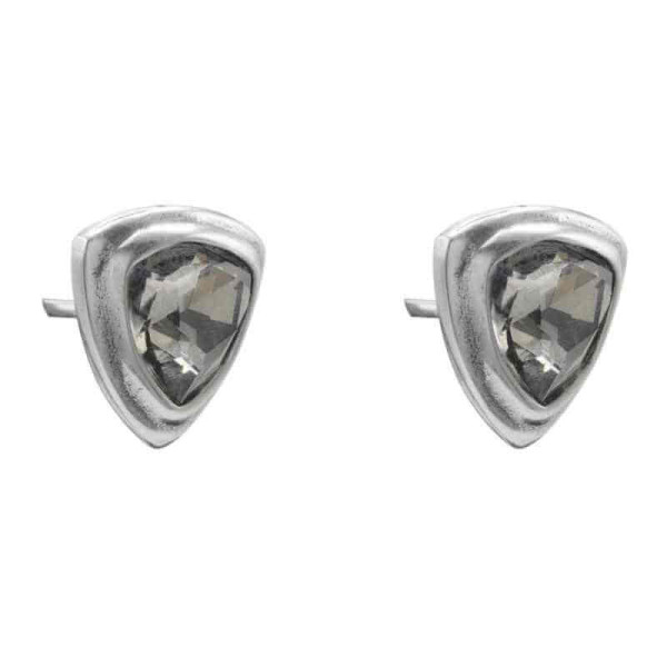 Silver Ear Studs Grey Swarovski Crystal