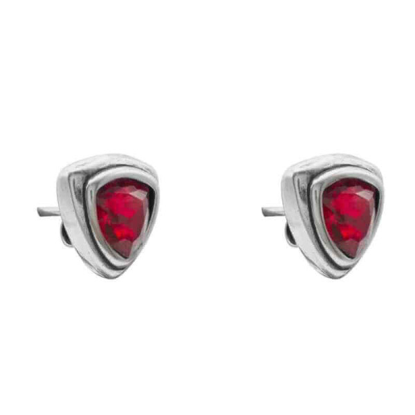 Clous Argent Cristal Swarovski Rouge