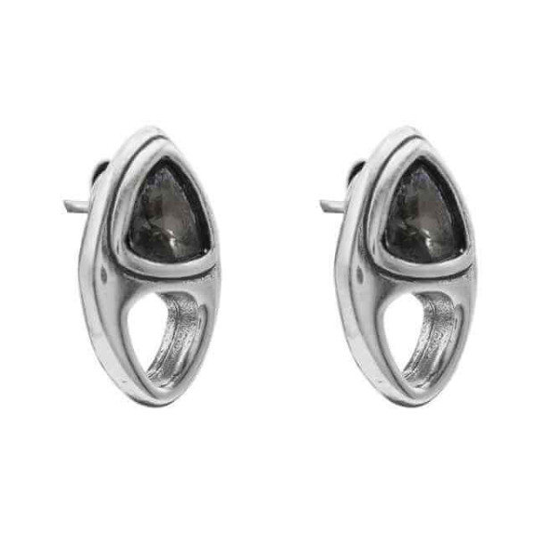Pendientes eslabones plata cristal gris