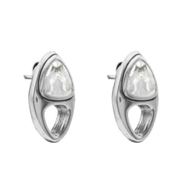 Pendientes eslabones plata cristal transparente
