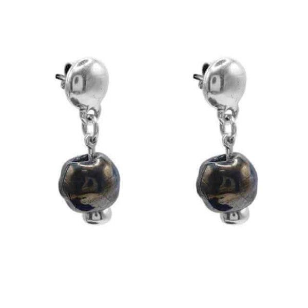 Pendientes perlas color hematite