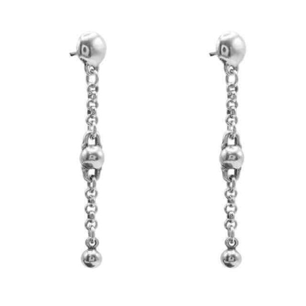 Long drop earrings silver pearls