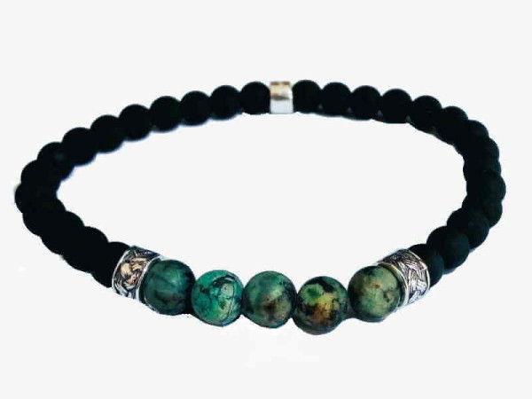 Bracelet Green Ceramic Pearls