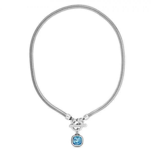 Snake Necklace Blue Crystal Pendant