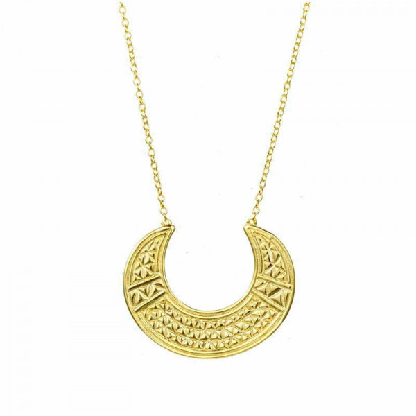 Engraved Crescent Moon Necklace