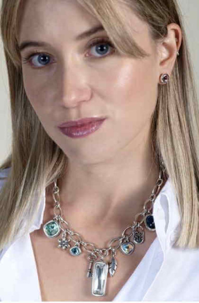 Choker Necklace Crystal Charm