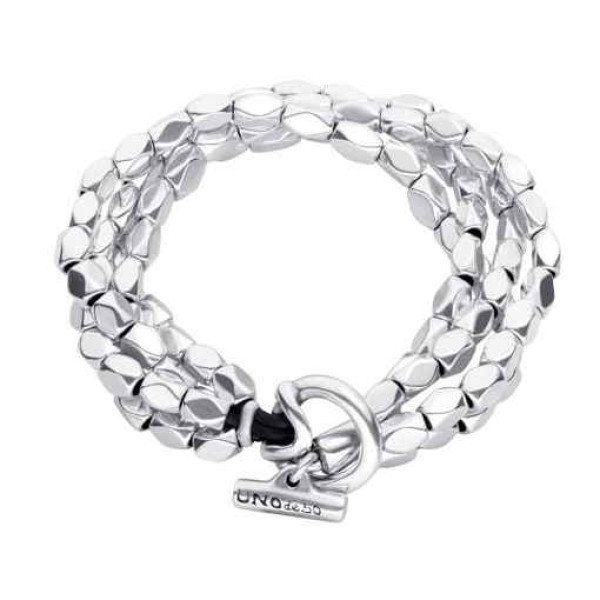 Brazalete Multi Filas Cuentas Plata