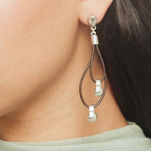 Lange Braune Lasso Lederohrringe