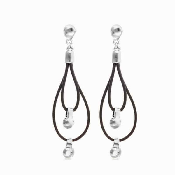 Lange Braune Lederohrringe