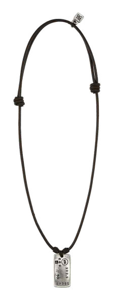 Collier Cuir Homme Pendentif Rectangulaire