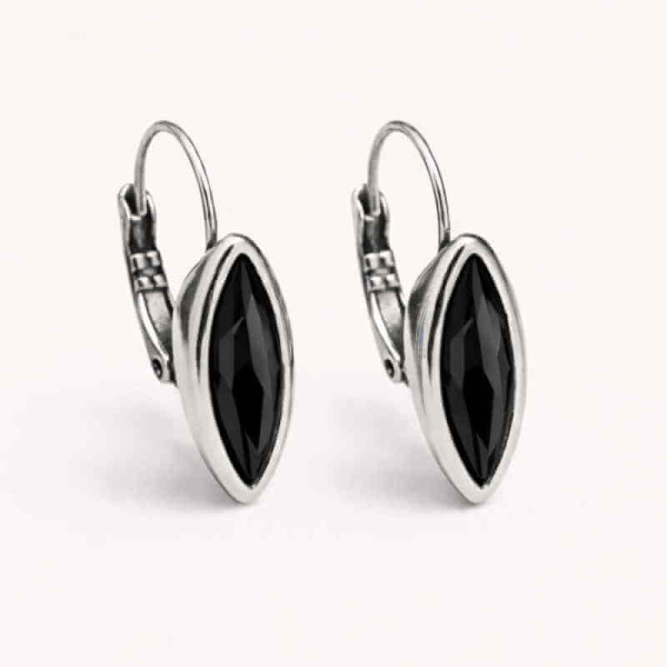 Klappverschluss Ohrhänger Kristall Schwarz