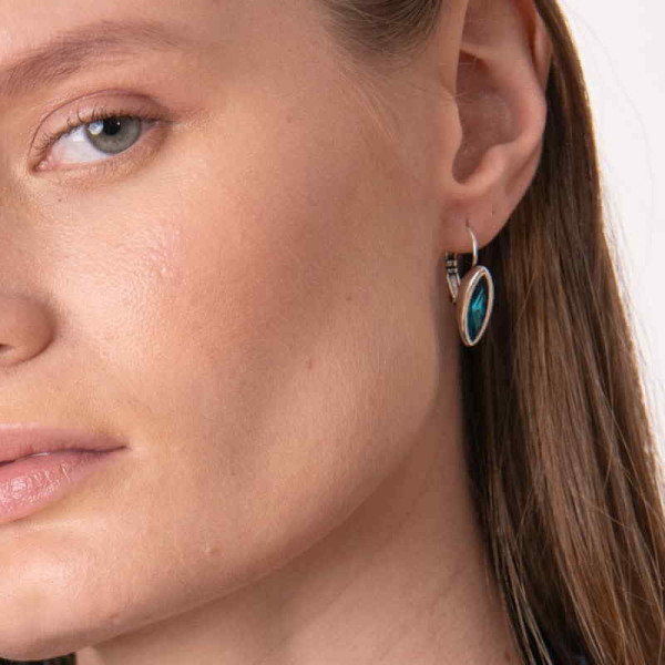 Klappverschluss Ohrhänger Blauer Kristall