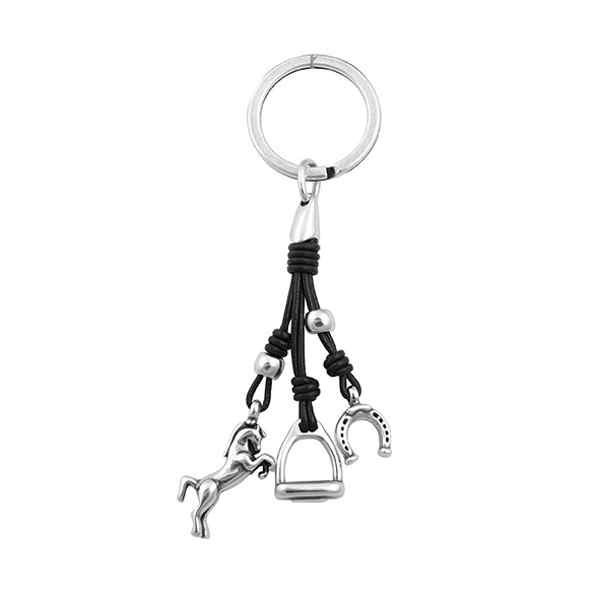 Leather keychain equestrian motifs