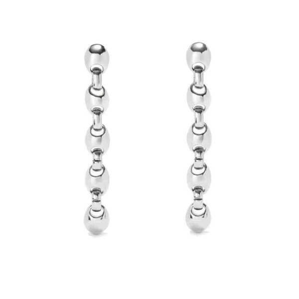 Long Silver Ball Earrings