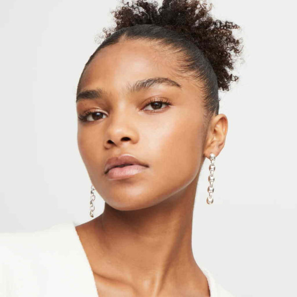 Long Silver Link Earrings