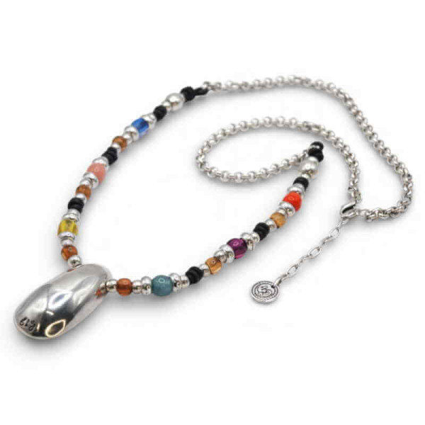 Multicolored Silver Pendant Necklace