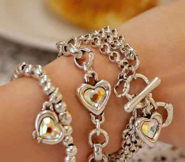 Crystal Heart Locket Bracelet