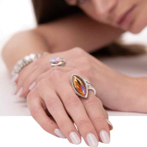 Ovaler Kristallring Rosa