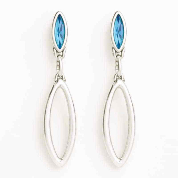 Oval Earrings Blue Crystal