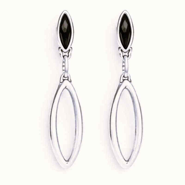 Oval Earrings Black Crystal