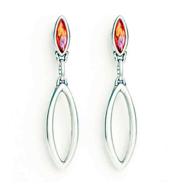 Oval Earrings Pink Crystal