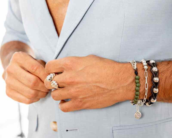 Lederarmband Silberperlen