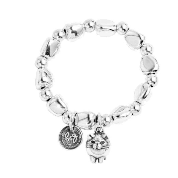 Bracelet argenté avec pendentif chat