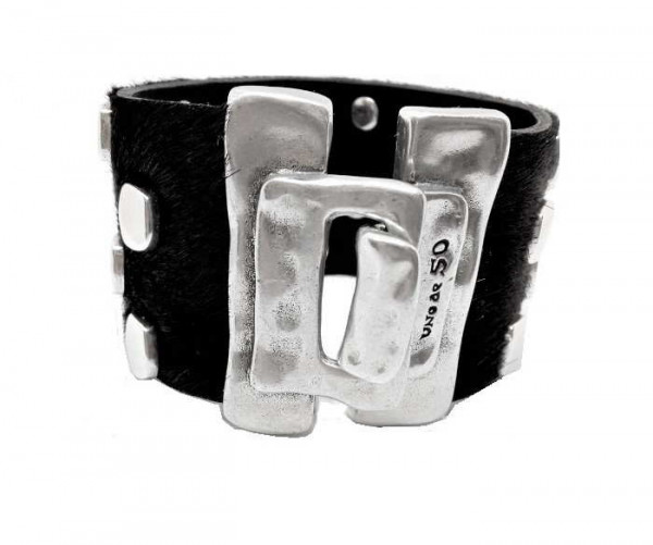 Black Cowhide Leather Bracelet - No taint