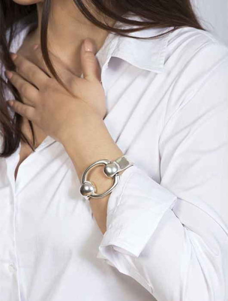 Round Silver Cuff Bangle