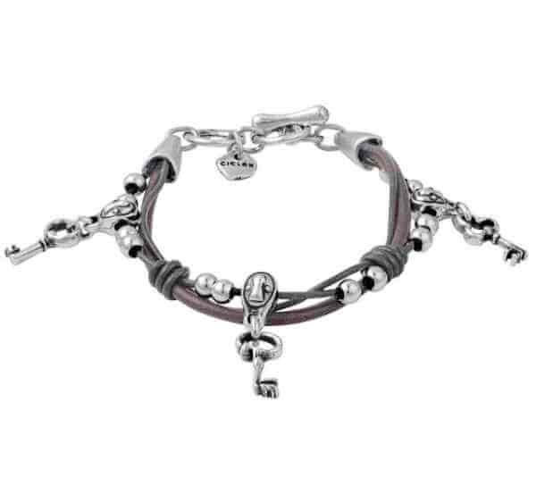 Leather bracelet key charm pendants