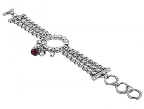 Triple Chain Bracelet Purple Pearl