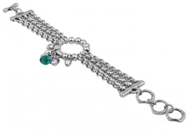 Bracelet chaîne triple perle turquoise