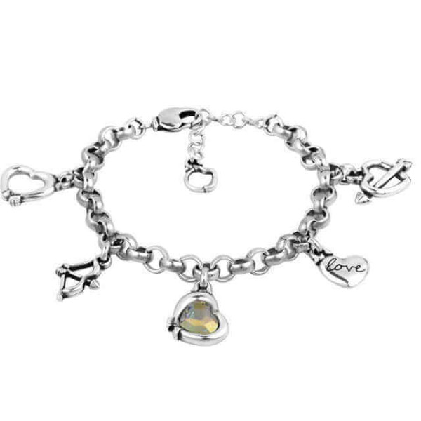 Bracelet Argent Breloques Cristal Multicouleur